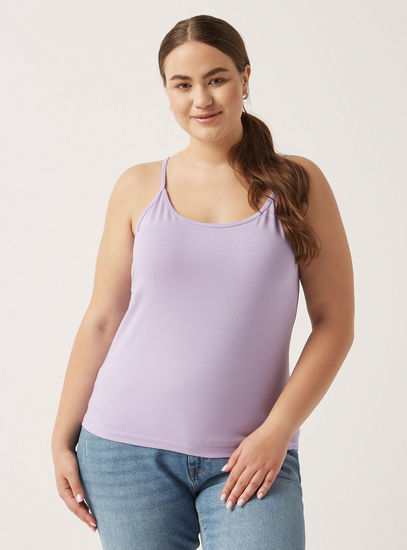 Solid Sleeveless Camisole with Scoop Neck-Camisoles-image-0