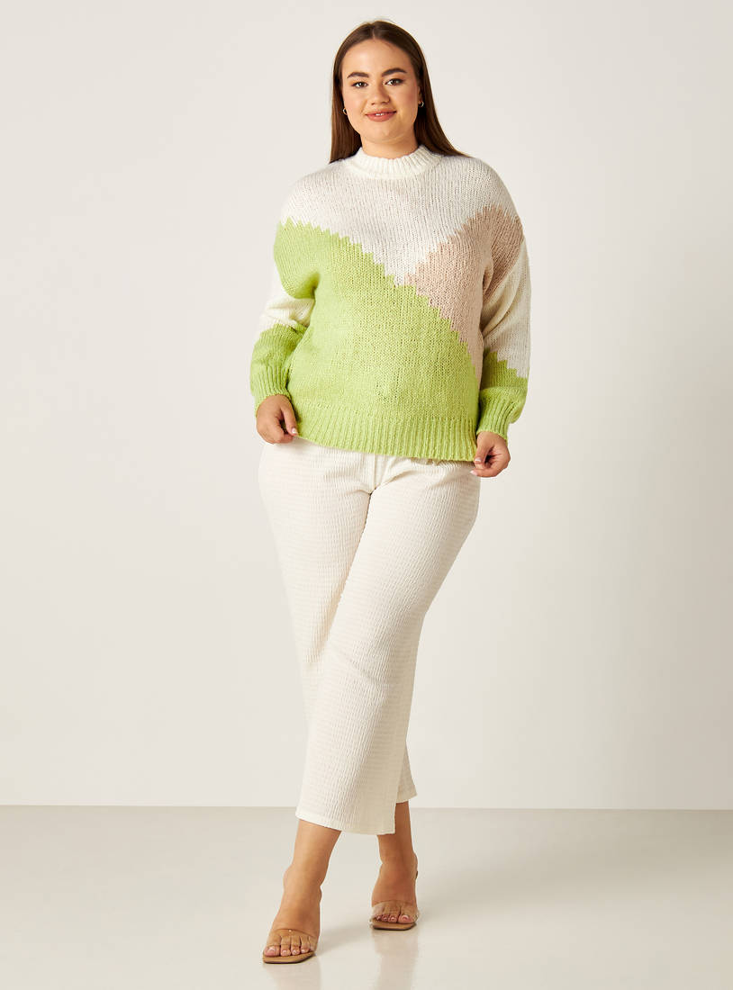 Colourblock Sweater with Long Sleeves-Sweaters & Cardigans-image-1