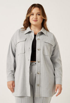 Textured Longline Shacket with Long Sleeves and Pockets-mxwomen-clothing-plussizeclothing-coatsandjackets-jackets-1