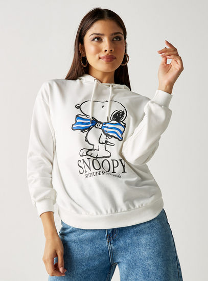 Snoopy Print Hooded Sweatshirt-Hoodies & Sweatshirts-image-0