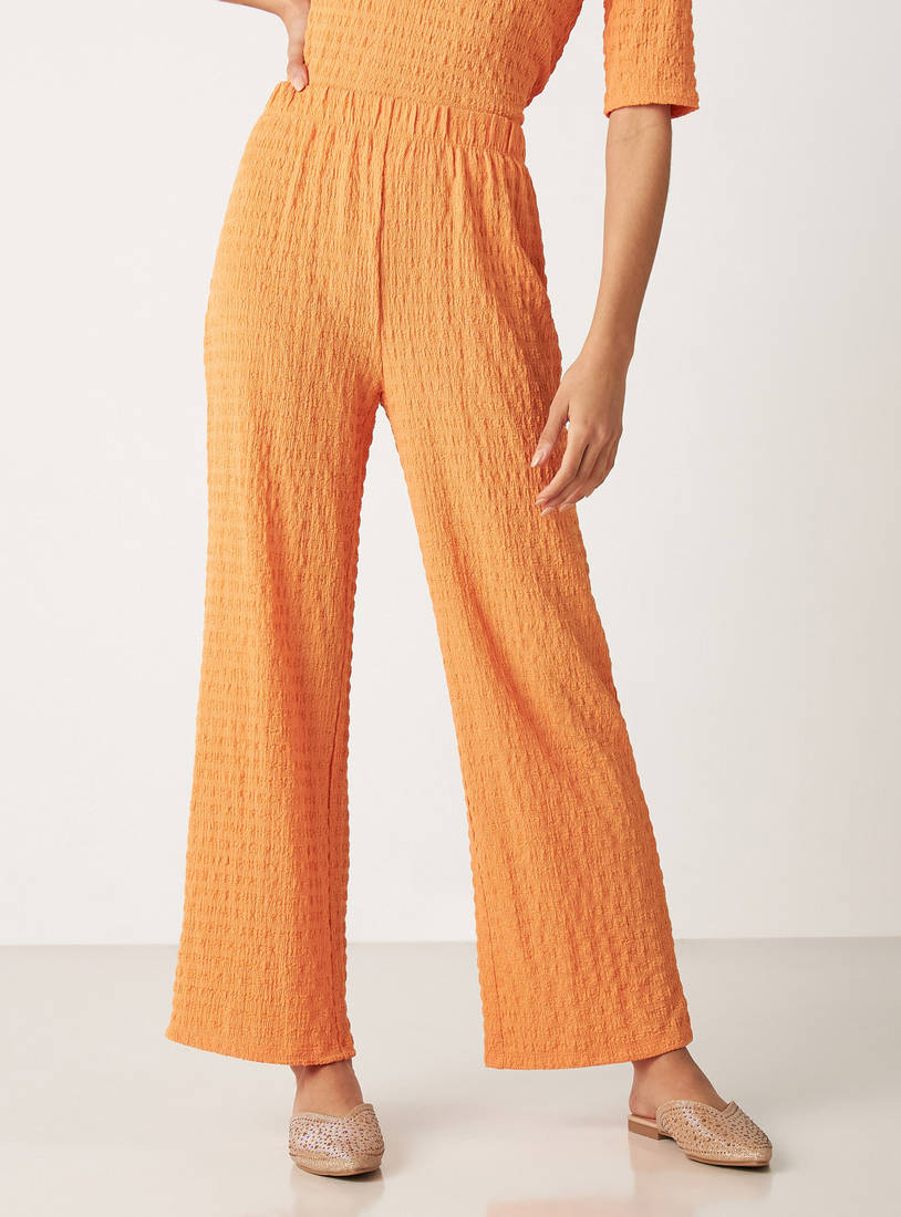 Textured Wide Leg Trousers-Pants-image-0