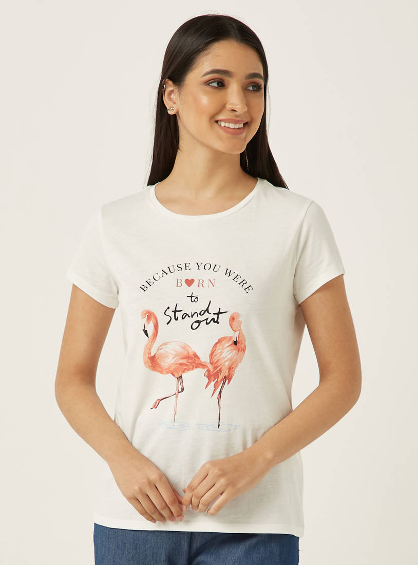 Flamingo Print Better Cotton T-shirt-T-shirts & Vests-image-0