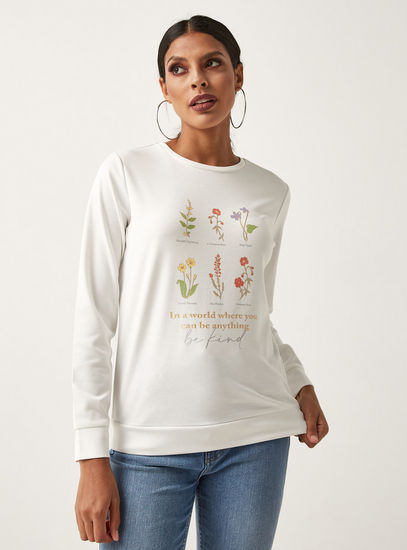 Printed Sweatshirt with Crew Neck and Long Sleeves-Hoodies & Sweatshirts-image-0