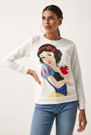 Snow White Print Sweatshirt with Crew Neck and Long Sleeves-mxwomen-clothing-hoodiesandsweatshirts-3