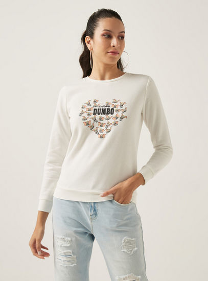 Dumbo Print Sweatshirt with Crew Neck and Long Sleeves-Hoodies & Sweatshirts-image-0