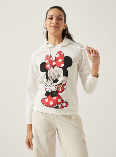 Minnie Mouse Print Sweatshirt with Hood and Long Sleeves-Hoodies & Sweatshirts-image-0