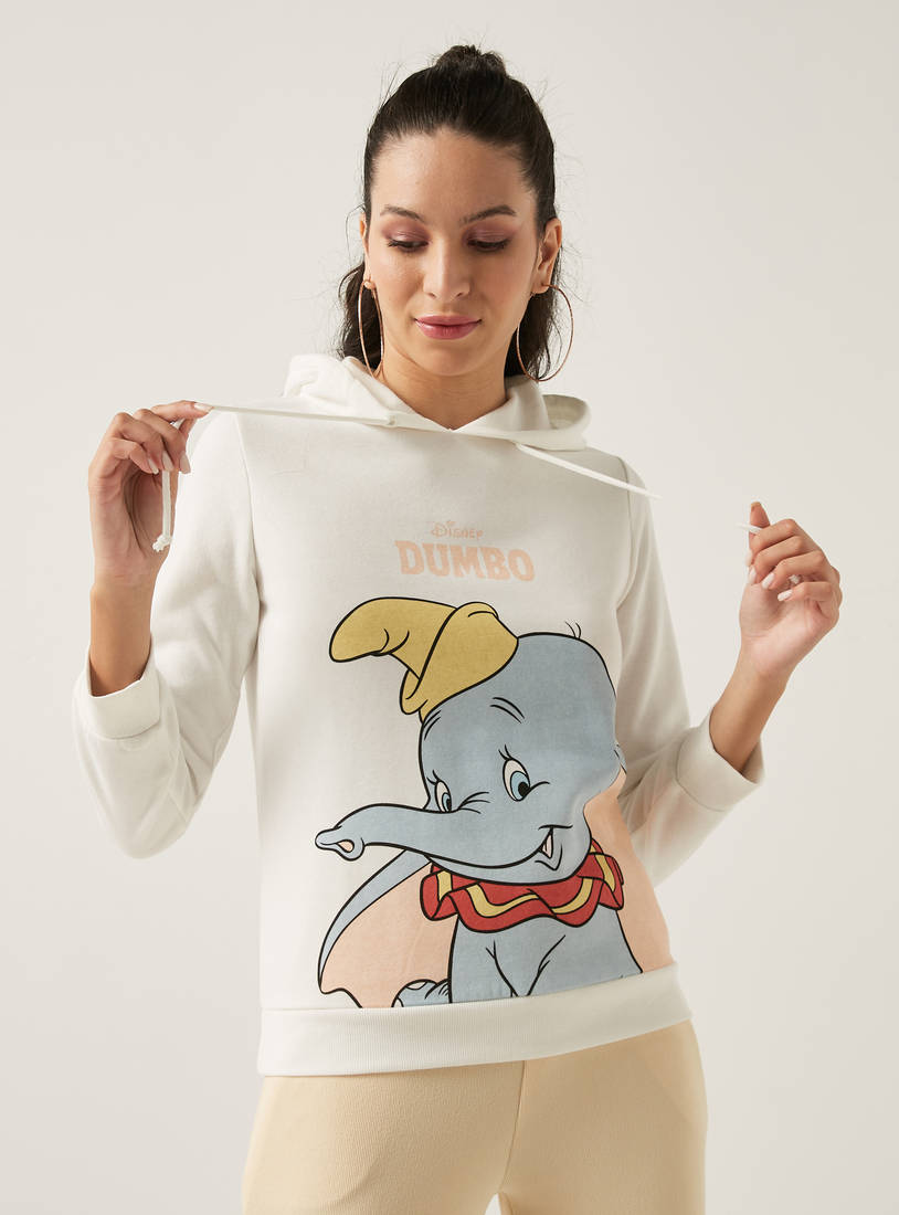 Dumbo Print Sweatshirt with Hood and Long Sleeves-Hoodies & Sweatshirts-image-0