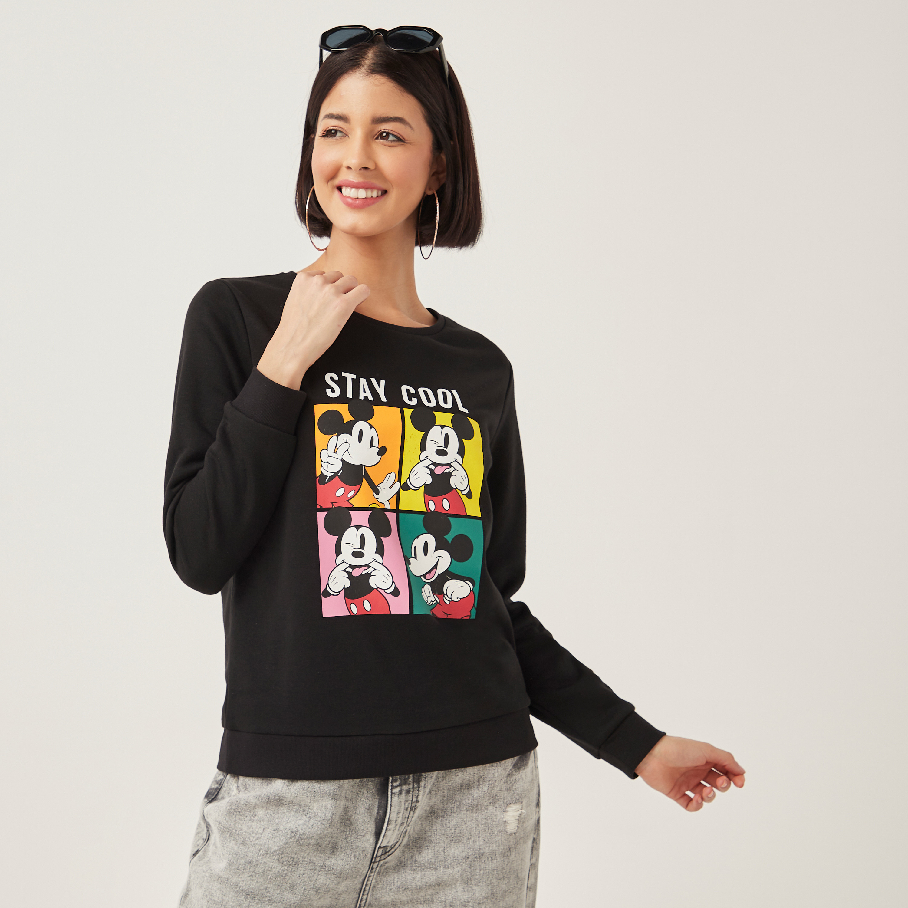 Shop Mickey Mouse Print Sweatshirt with Long Sleeves Online | Max UAE