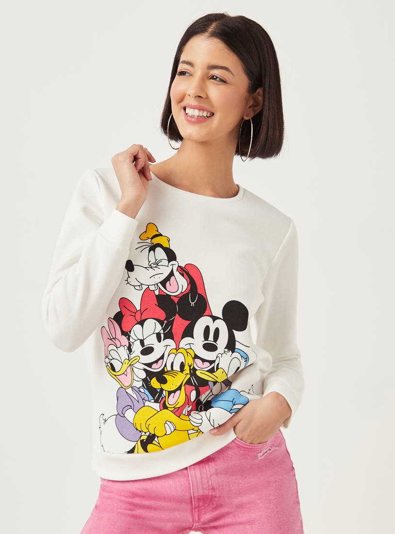 Mickey Mouse Print Sweatshirt with Long Sleeves-Hoodies & Sweatshirts-image-0