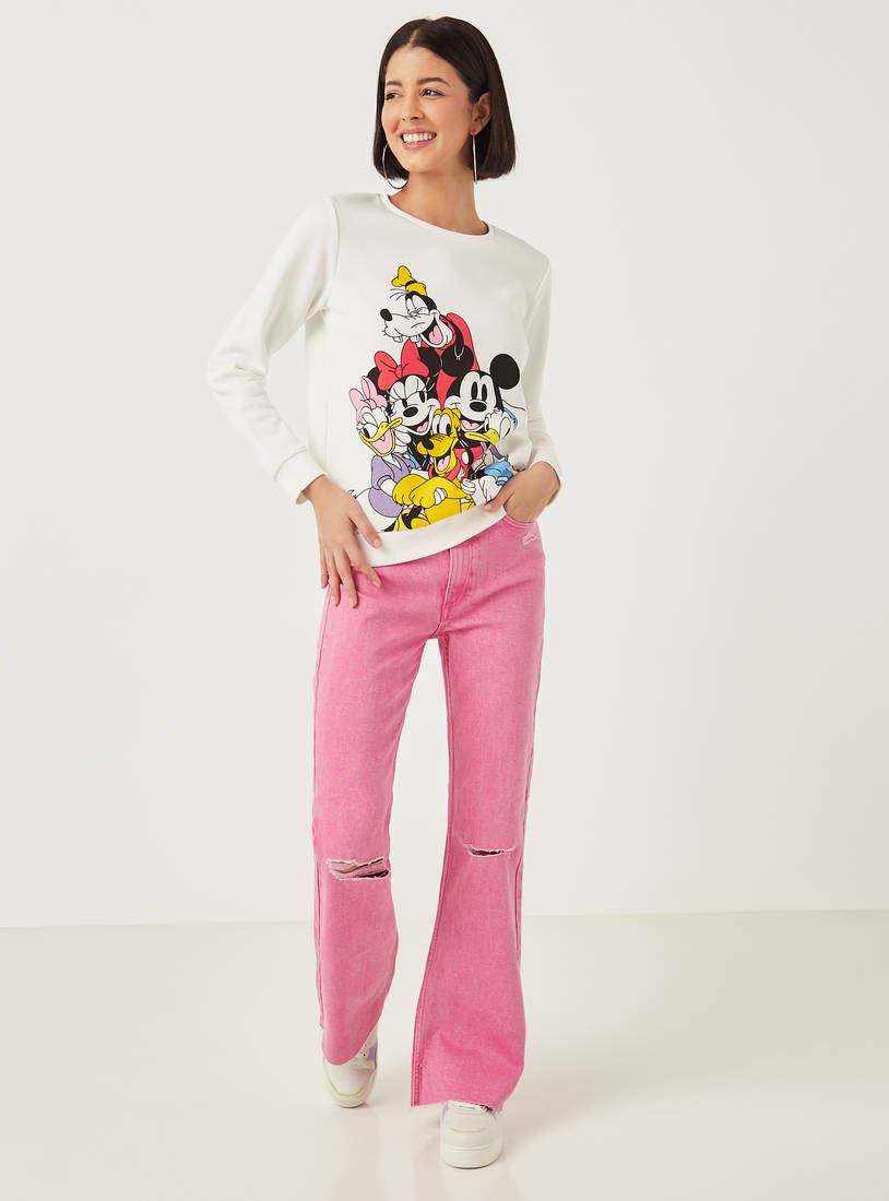 Mickey Mouse Print Sweatshirt with Long Sleeves-Hoodies & Sweatshirts-image-1