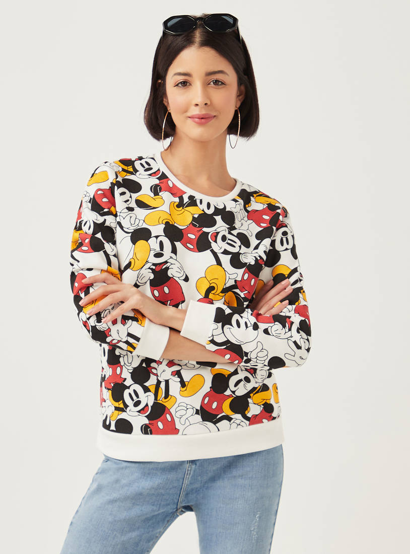 All-Over Mickey Mouse Print Sweatshirt with Long Sleeves-Hoodies & Sweatshirts-image-0