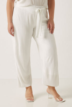 Textured Plisse Wide Leg Pants with Tie-Up Belt-mxwomen-clothing-plussizeclothing-pantsandleggings-pants-3