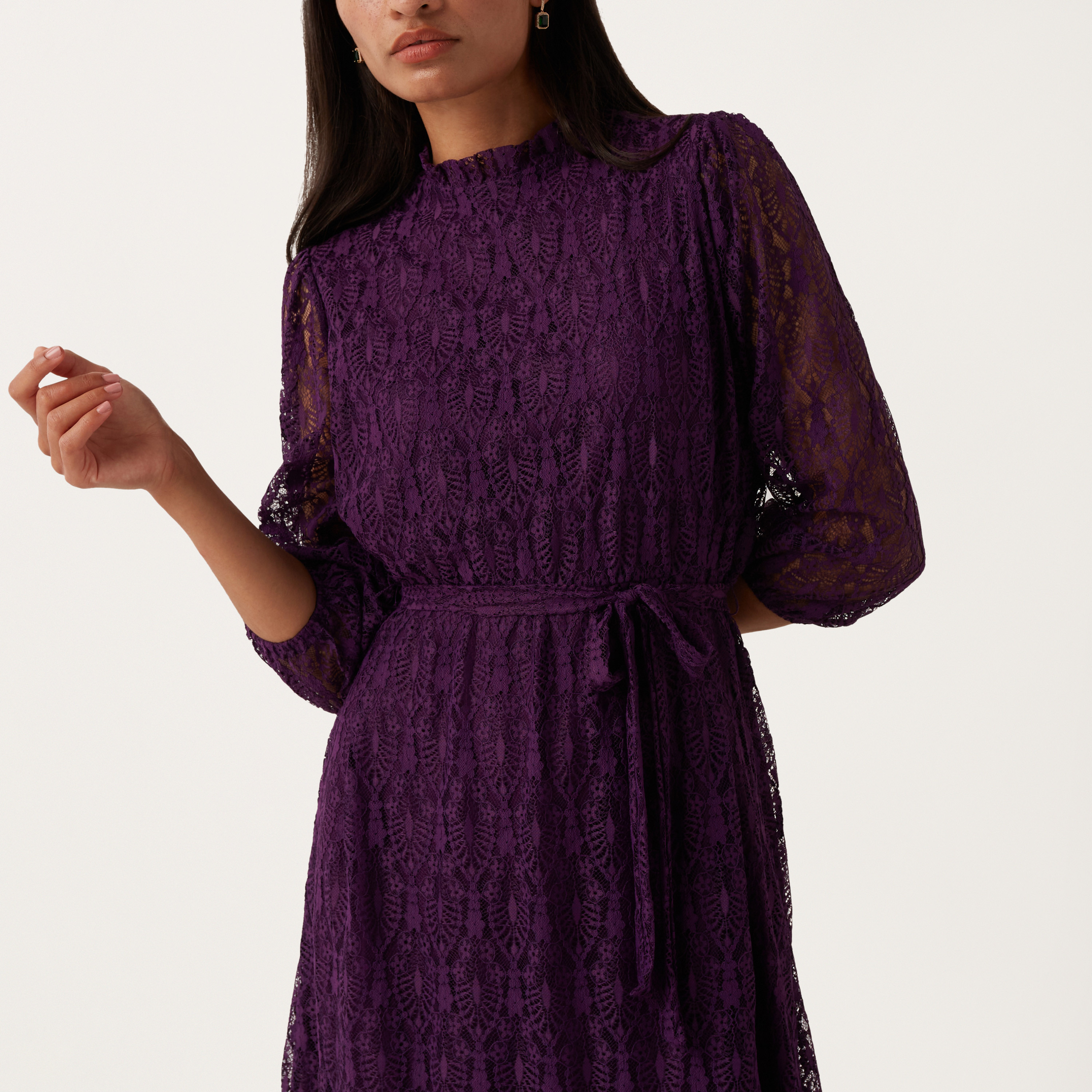 Shop Lace Dress with Pie Crust Neck Online | Max Qatar