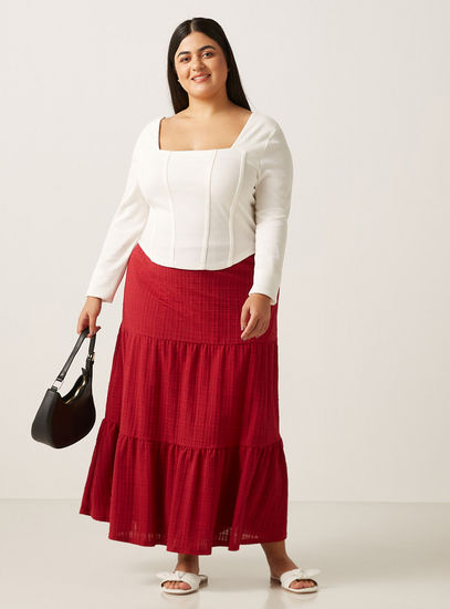 Textured Tiered Skirt-Maxi-image-1