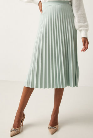 Pleated A-line Skirt with Elasticated Waistband