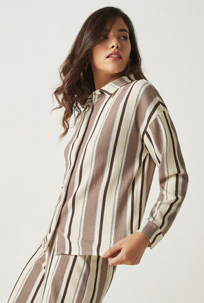 Crepe Shirt with Collar and Long Sleeves