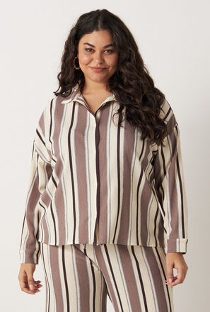 Crepe Shirt with Collar and Long Sleeves