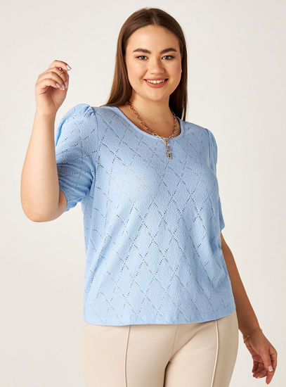 Textured Top with Puff Sleeves