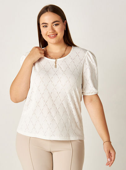 Textured Top with Puff Sleeves