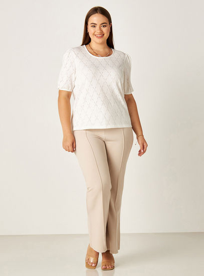 Textured Top with Puff Sleeves-Blouses-image-1