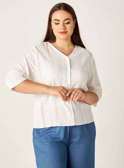 Embroidered Shirt with V-neck