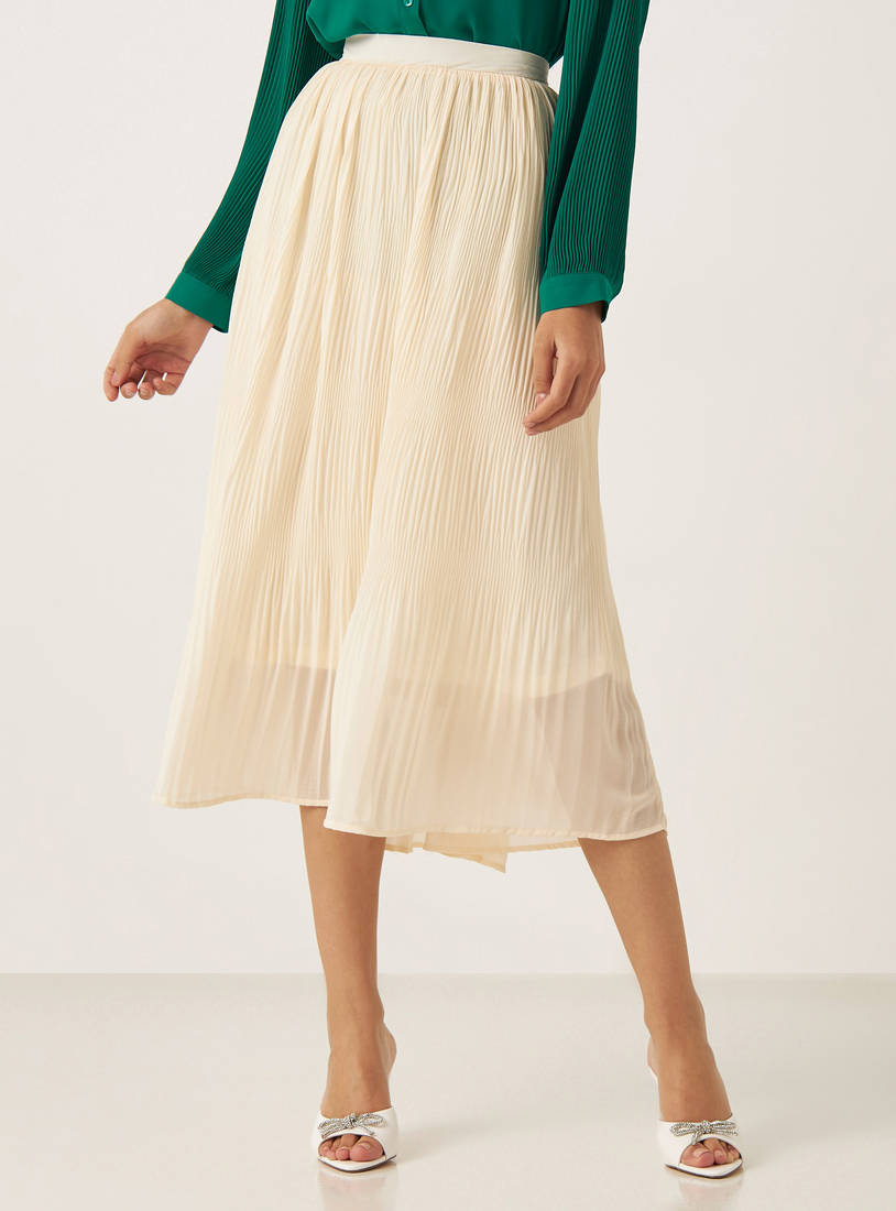 A-line Plisse Skirt with Elasticised Waistband-Midi-image-0