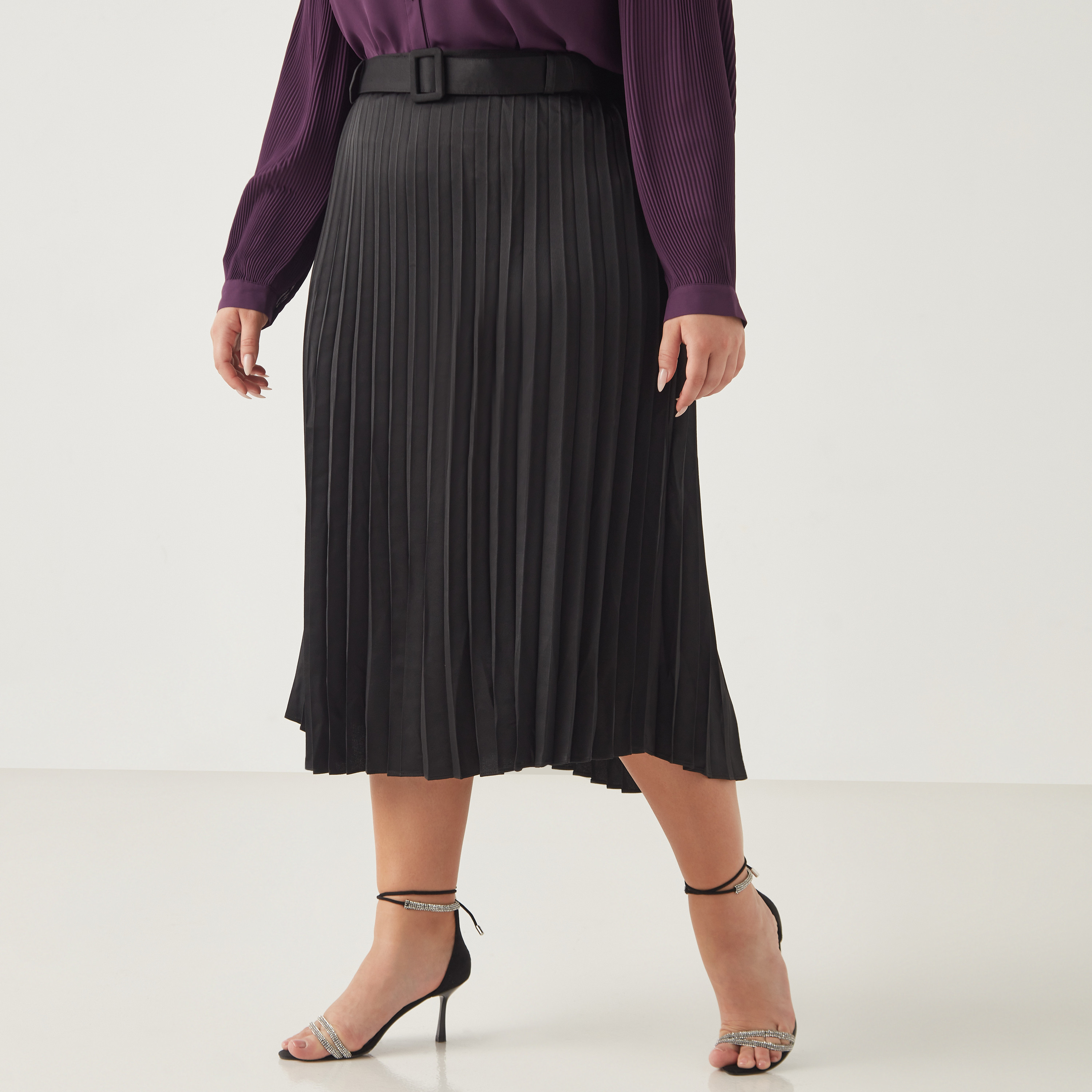 Shop Pleated Skirt with Belt Online | Max Kuwait