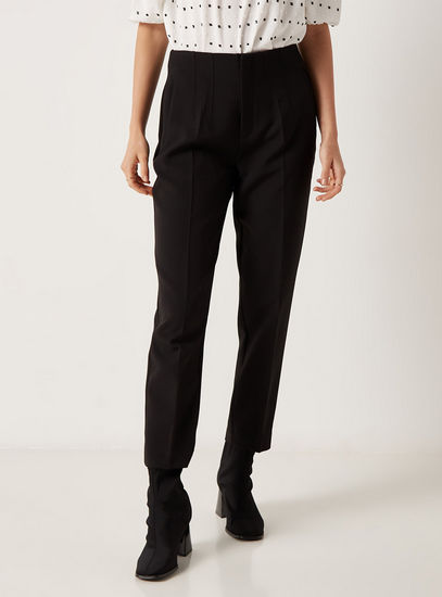 Solid Pintuck Pants with Pockets