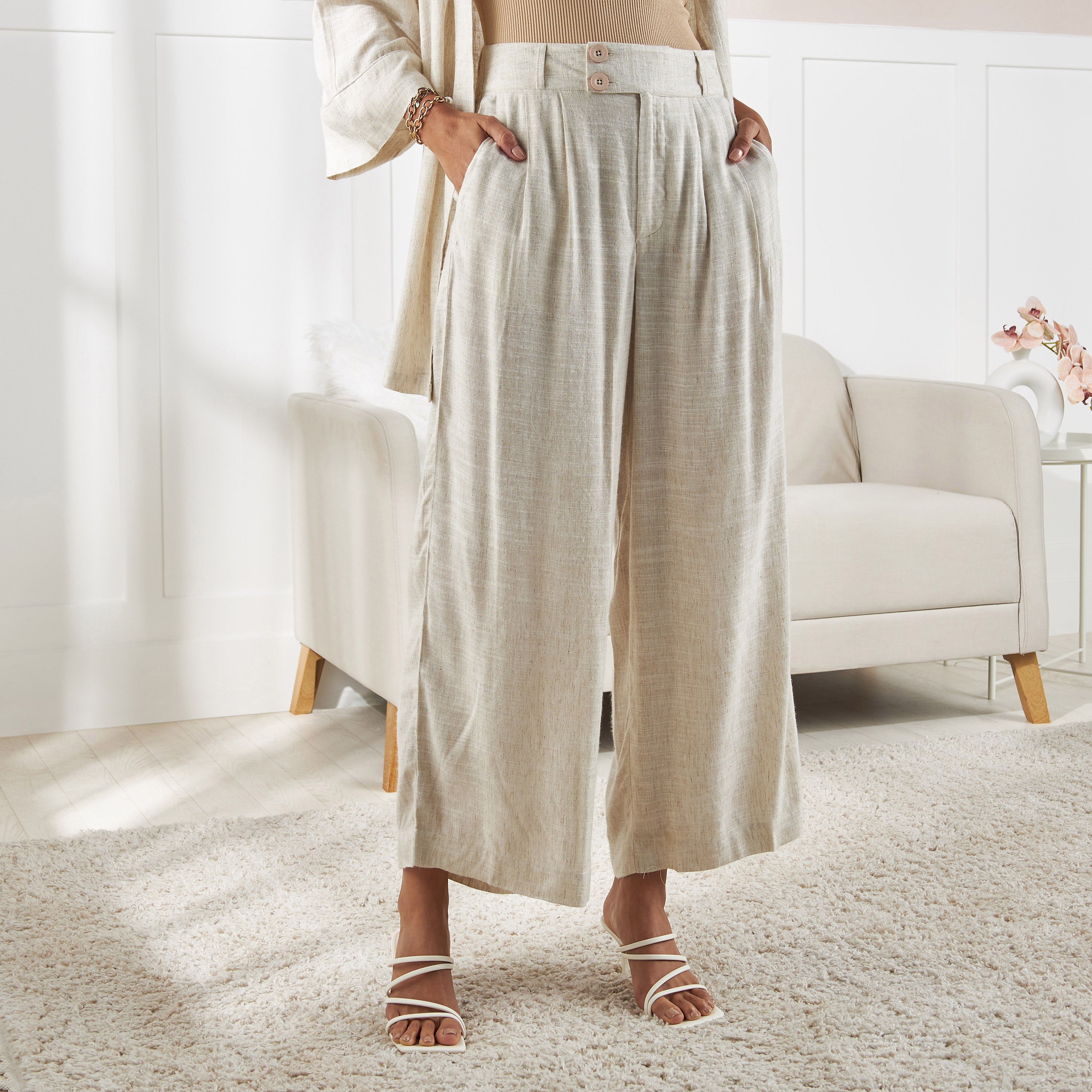 Shop Plain Loose Fit Wide Leg Pants Online Max UAE