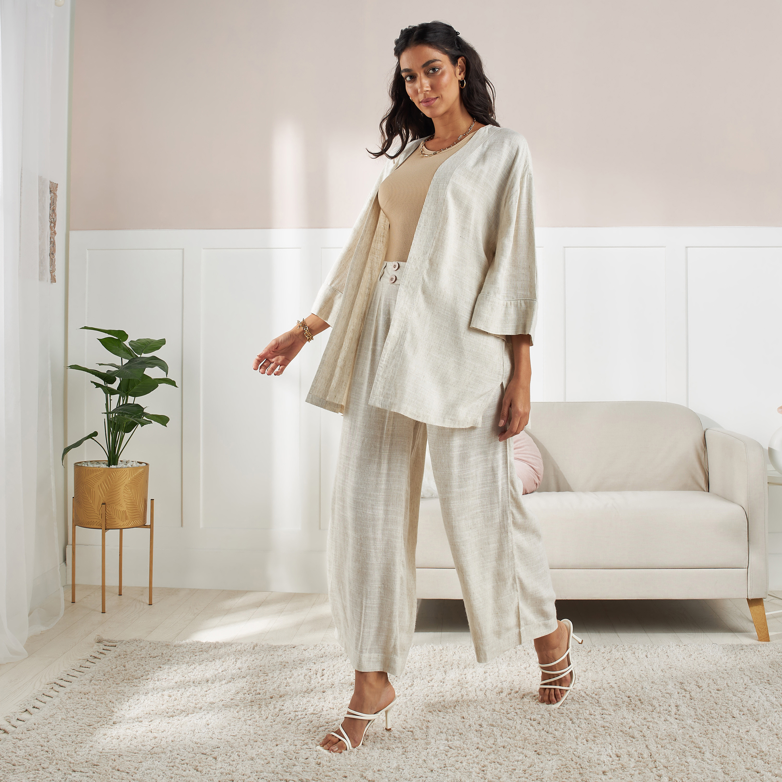 Shop Plain Loose Fit Wide Leg Pants Online Max UAE