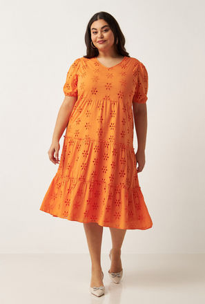 Schiffli Textured Tiered Dress