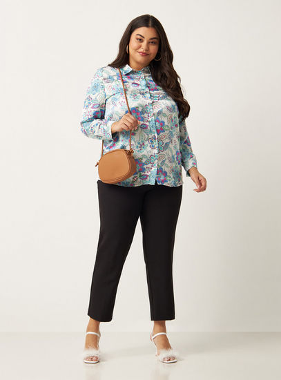 All-Over Floral Print Satin Oversized Shirt-Shirts-image-1