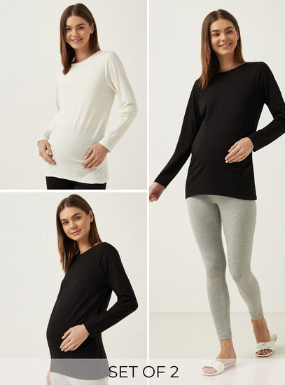 Pack of 2 - Plain Maternity T-shirt-Tops & T-shirts-image-0