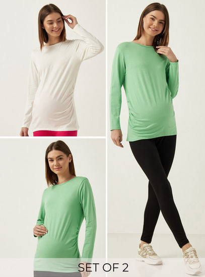 Pack of 2 - Plain Maternity T-shirt-Tops & T-shirts-image-0