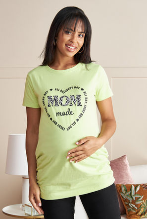 Slogan Print Maternity T-shirt with Short Sleeves and Round Neck-mxwomen-clothing-maternityclothing-topsandtshirts-3