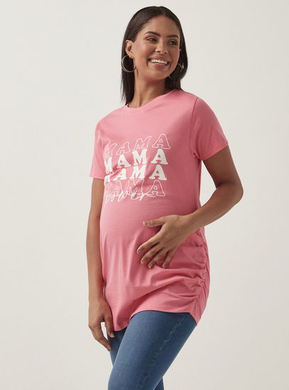 Slogan Print Maternity T-shirt-Tops & T-shirts-image-0