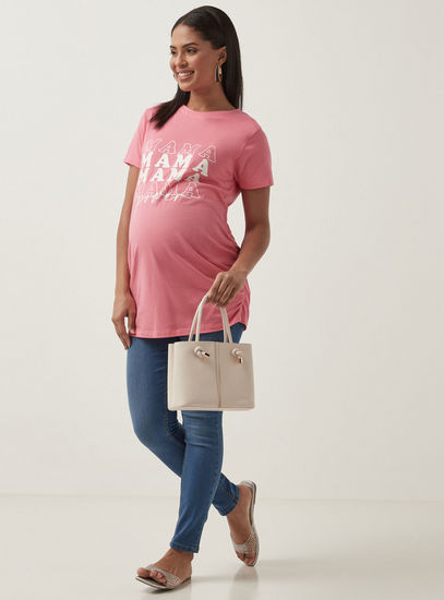 Slogan Print Maternity T-shirt-Tops & T-shirts-image-1