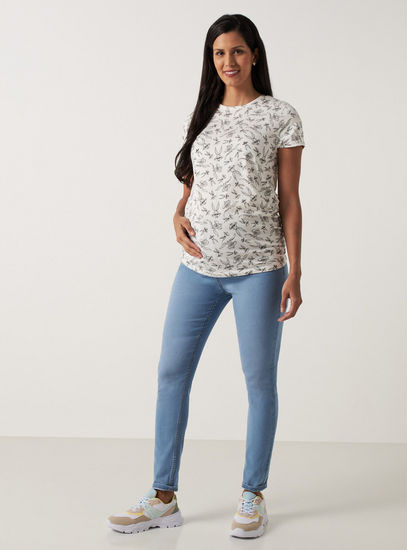 All-Over Bugs Bunny Print Maternity T-shirt with Short Sleeves and Round Neck-Tops & T-shirts-image-1