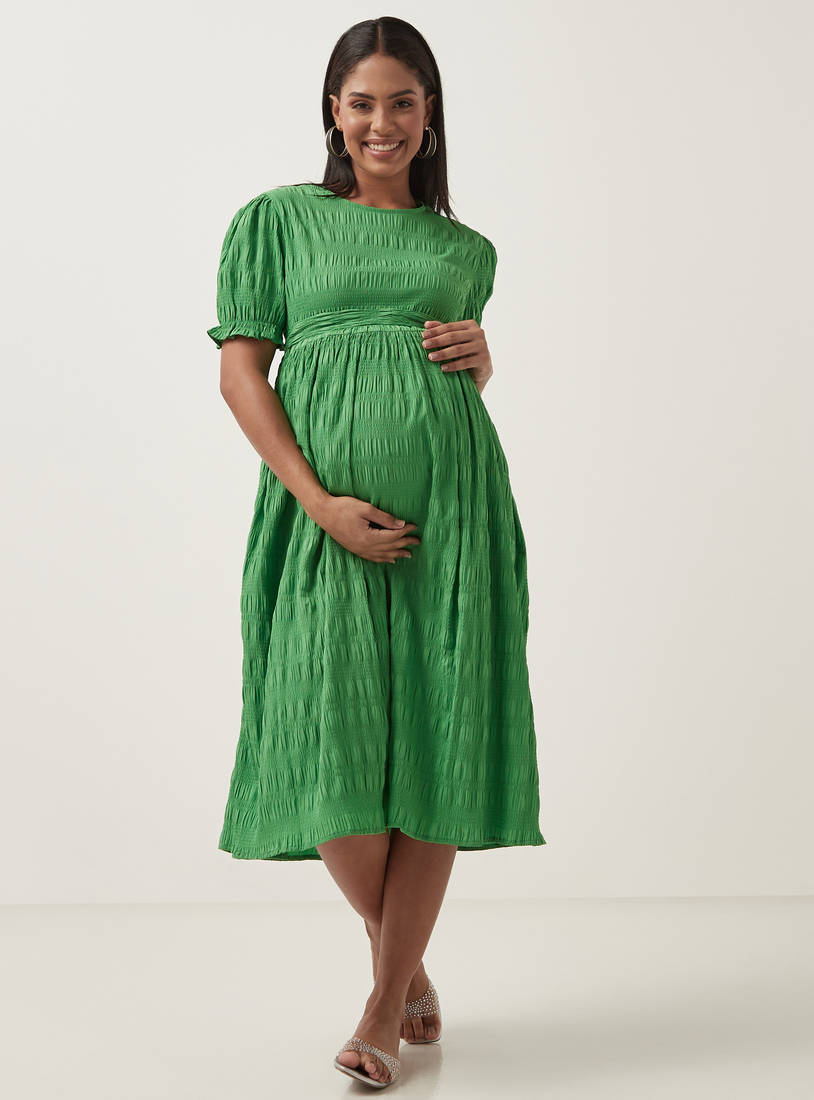 Crinkle Midi Maternity Dress-Midi-image-0