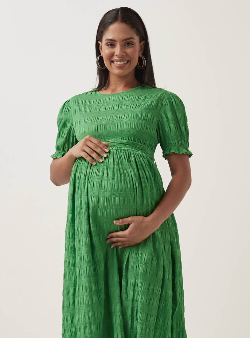 Crinkle Midi Maternity Dress-Midi-image-1