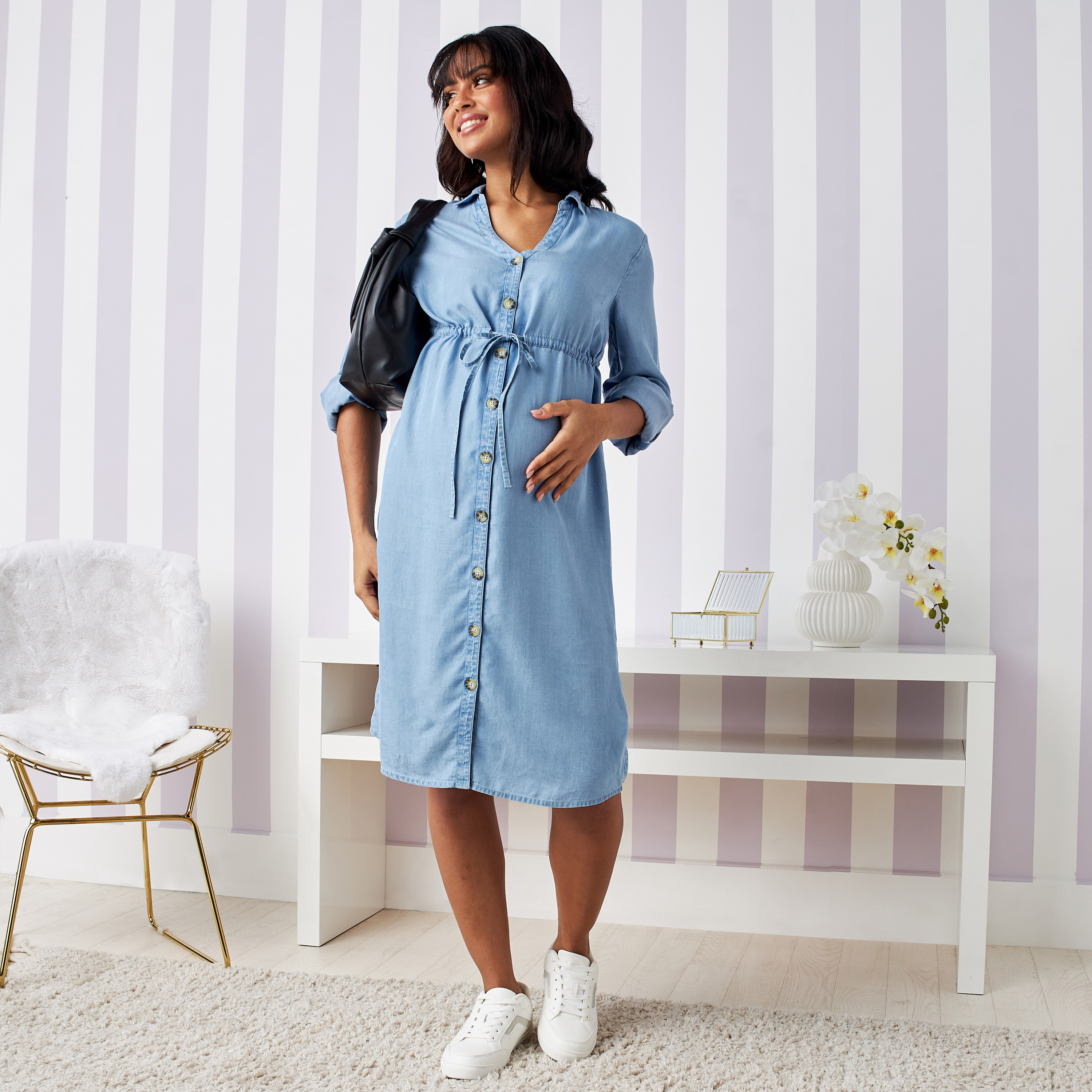 KOI SLEEPWEAR Three Fourth Sleeves Solid Denim Maternity Nursing Dress Blue  Online in India, Buy at Best Price from Firstcry.com - 11831716