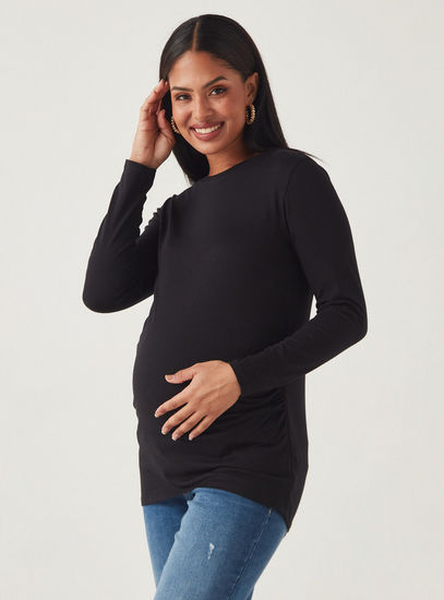 Ruched Detail Maternity T-shirt-Tops & T-shirts-image-0