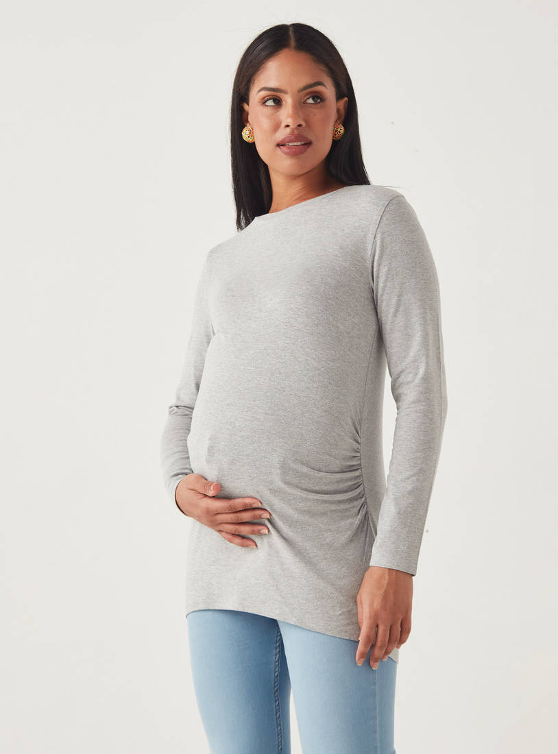 Ruched Detail Maternity T-shirt-Tops & T-shirts-image-0