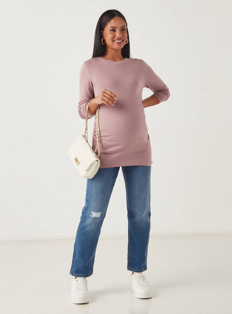 Ruched Detail Maternity T-shirt-Tops & T-shirts-image-1