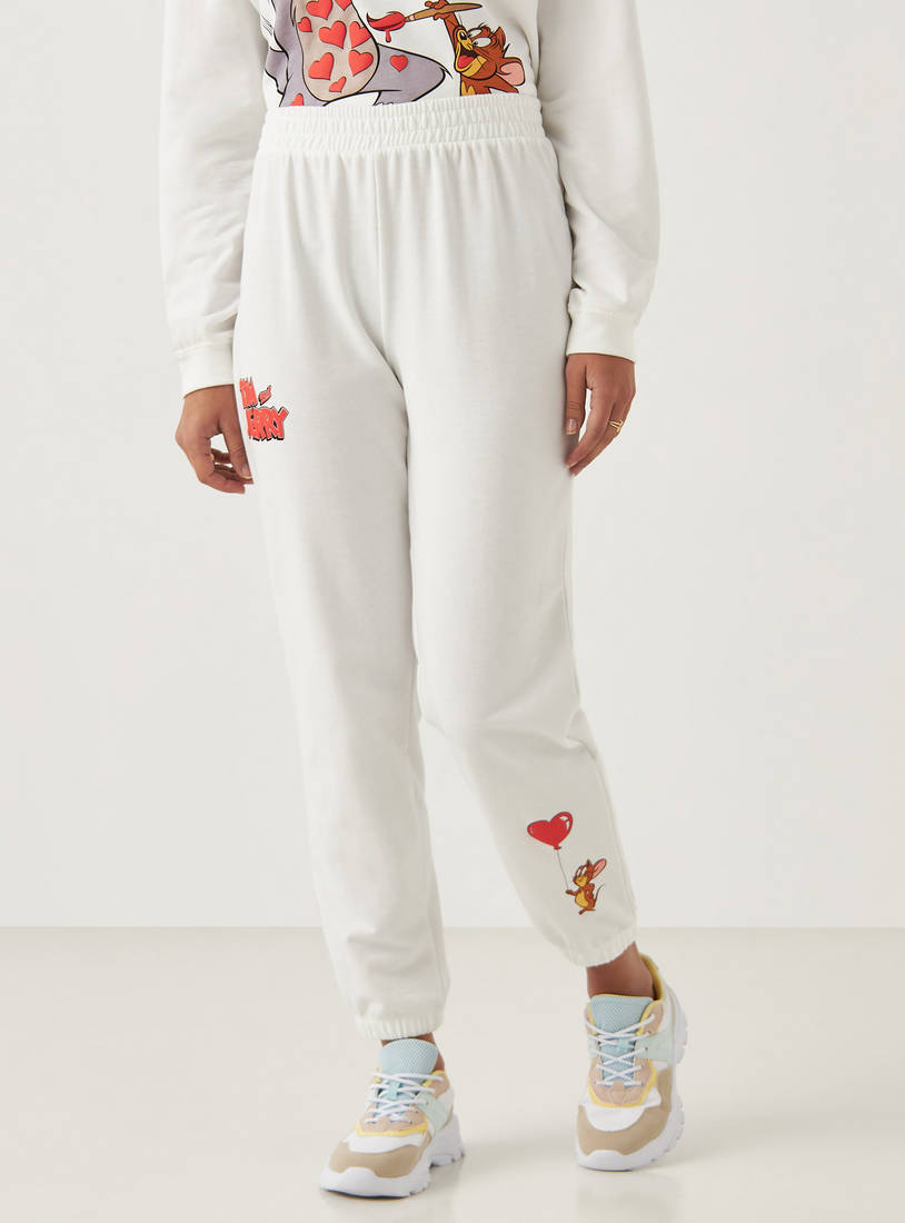 Tom and Jerry Print Joggers-Bottoms-image-0