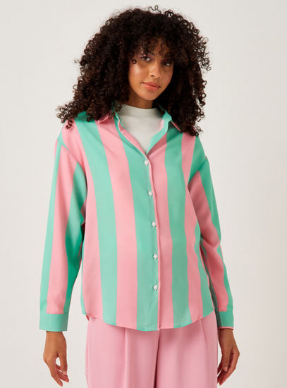 Striped Oversized Satin Shirt