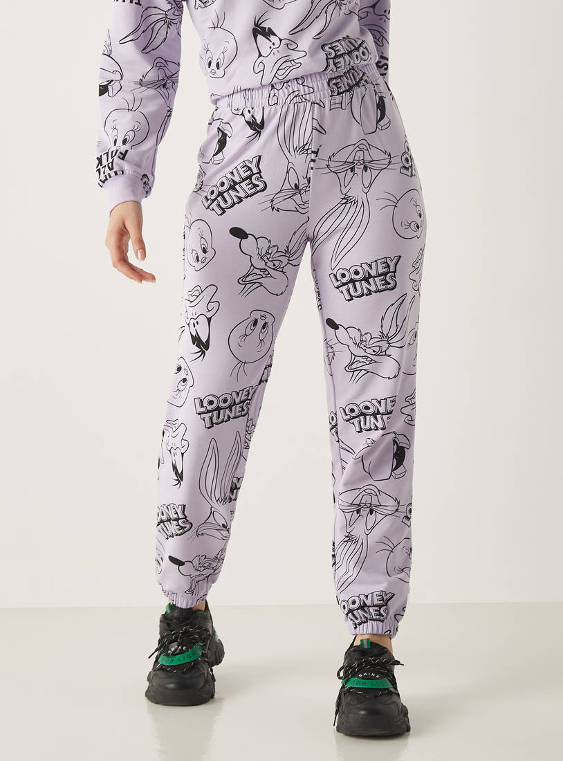 All-Over Looney Tunes Print Joggers with Elasticated Waistband-Joggers-image-0
