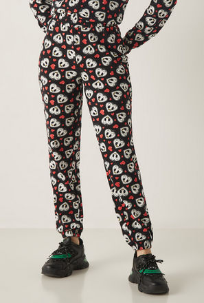 All-Over Tweety Print Mid-Rise Joggers with Elasticated Waistband