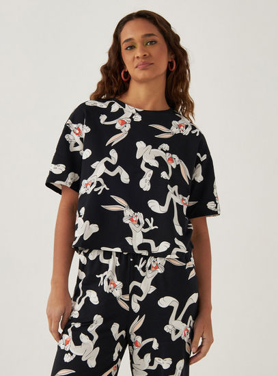 All-Over Looney Tunes Print Boxy T-shirt