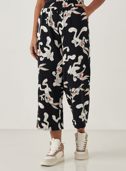 All-Over Looney Tunes Print Wide Leg Pants